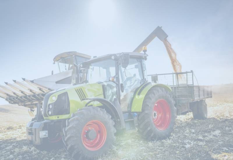 How does the CRM system support the process of selling agricultural equipment?
